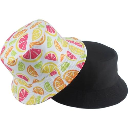 Panama Bucket Hat Men Women Casual Fruit lemon Pineapple Banana Print Bob Hats Streetwear Hip Hop Caps Summer Fisherman Hat
