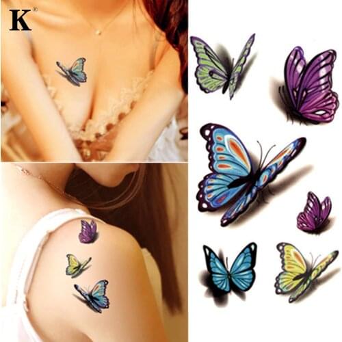 1pcs Beautiful 3D Butterfly Tattoo Decals Body Art Waterproof Paper Temporary Tattoo 10*6cm Stickers