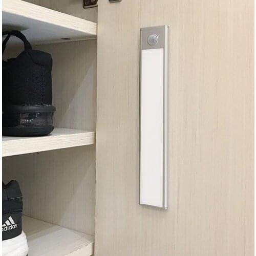 PIR Motion Sensor LED Under Cabinet Light USB Rechargeable Wardrobe Closets Night Light Wall Lamps For Kitchen Indoor Lighting