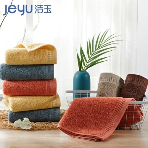 Jeyu 5 Pics Face Towels 100% Cotton Water Absorption Adult Facecloth 32*70cm Solid Sport Wash Soft Skin-Friendly Terry Towel