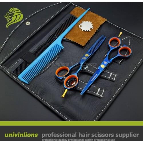 5.5" blue professional hair scissors hairdressing thinning scissors barber scissors japan hairdresser razor hot shears sissors