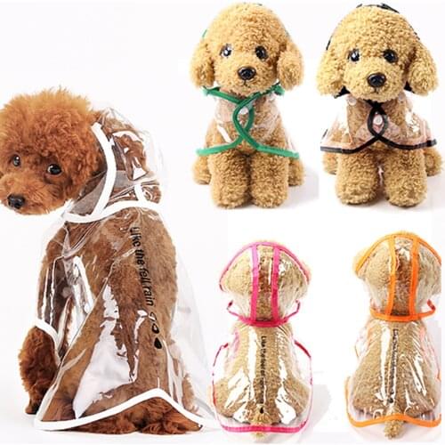 Transparent Pet Dog Raincoat with Hood Puppy Kitten Rain Coat Cloak Puppy Cats Light Rainwear Clothes