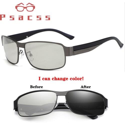 Psacss Photochromic/Polarized Sunglasses Men 2019 Vintage Square Sun Glasses Brand Designer Sunglass lentes de sol hombre UV400