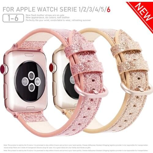 New Shiny leather Band for Apple Watch bracelet 38/40/42/44mm Strap for iWatch bands Series 6 5 4 3 2 Watchband Belt accessories