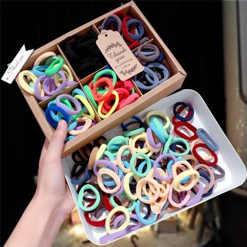 100PCS/ Korean 2020 Hair Bands Elastic Rubber Band Candy color 5CM Hair Ties For Women scrunchy Hair Accessories For Girl