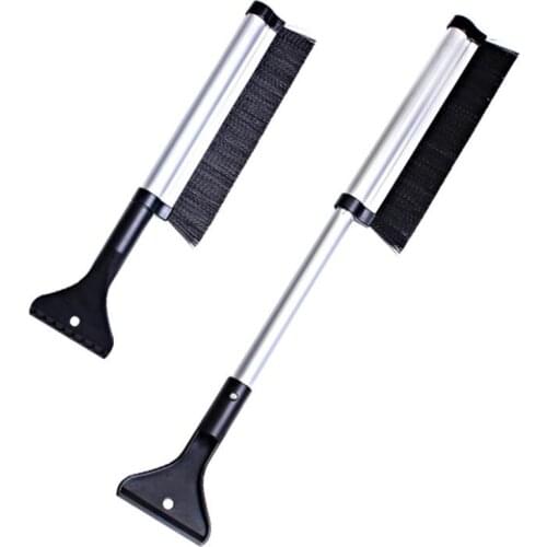 2-in-1 Ice Scraper & Snow Brush, Extendable, Soft Bristle for Frost Remover & Broom Removal Tool for Auto Windshield Window