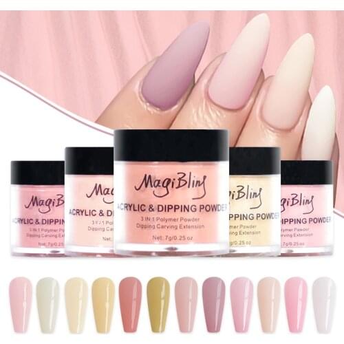 7g Light Color Acrylic Powder Nail Extension Design Powders Engraving 3D Pattern Dust For Nails Crystal Manicure Art Decorations