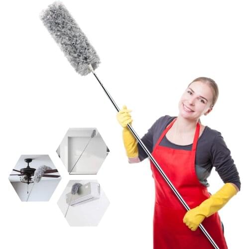 Cleanhome Microfiber Duster with Extension Pole Extra Long 100 Inches Bendable Head Extendable for Home Cleaning