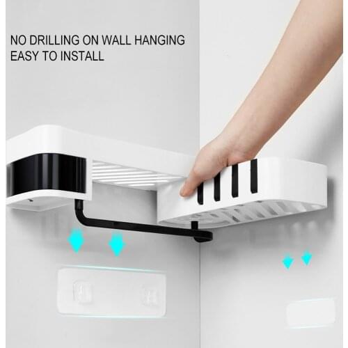 Corner Shower Shelf Shower Storage Rack Organizer Shelves Tray Stand No Drilling Head Holder Rack Organizer Wall Mounted Type