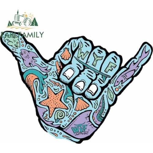 EARLFAMILY 13cm x 9.9cm for Fish Fingertip Six Gesture Anime Car Stickers VAN Deal Motorcycle Graphics Windshield Vinyl Car Wrap