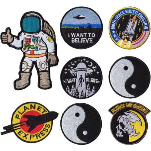 T-N Embroidered Velcro Armband Badge Cloth Stickers Space General Astronaut Tactical Military Patches for Hat Bag Handmade DIY