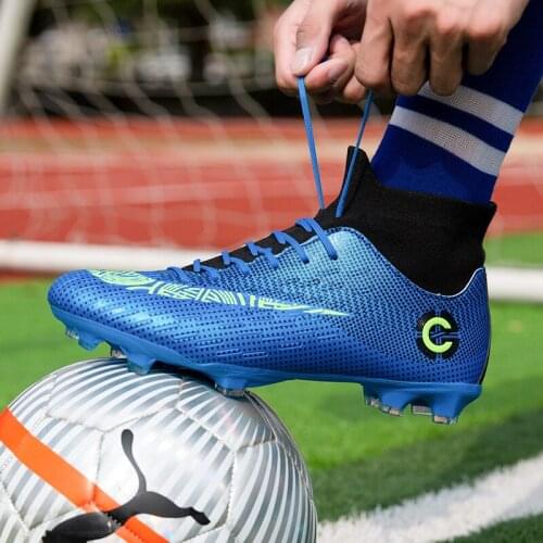 High Fg Men Football Boots Socks Cleats Shoes Soccer Sneakers Men Outdoor Sports Training Athletic Shoes Man Kids Trainers Shoes