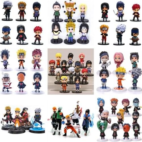 Funny Suit Japan Anime Character Naruto Action Figures Kakashi Sakura Sasuke Itachi Obito Gaara Doll Vinyl PVC Model Gift Toys