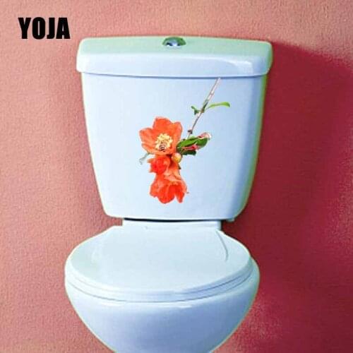 YOJA 16.9X23.1CM Bee In Flowers Gather Honey Art Mural Toilet Decal Wall Sticker Bedroom Home Decoration T5-0981