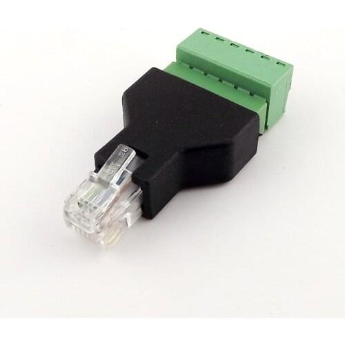1pcs Ethernet RJ12 6P6C Male to Screw Terminal 6 Pin Splitter CCTV Adapter Connector
