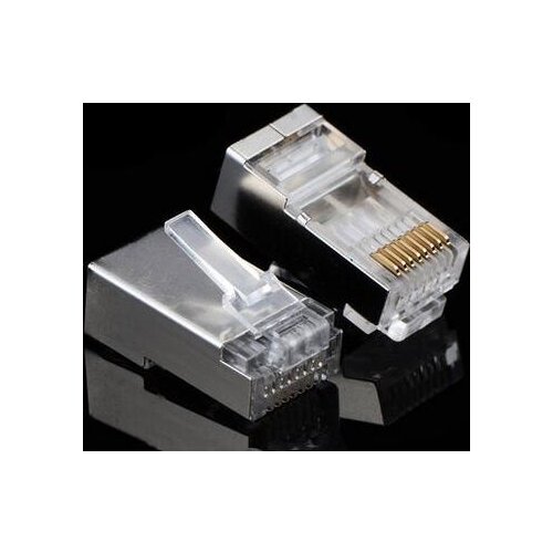 100PCS/LOT Metal Shield RJ45 RJ-45 8P8C Network CAT5 CAT5E Modular Plug Connector Cable Adapter Connector Head