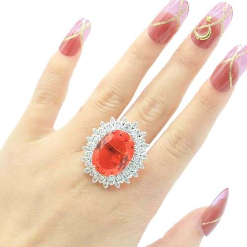 23x23mm 2020 New Arrival Round Shape Created Pink Morganites White Cubic Zirconia For Womans Wedding Silver Rings