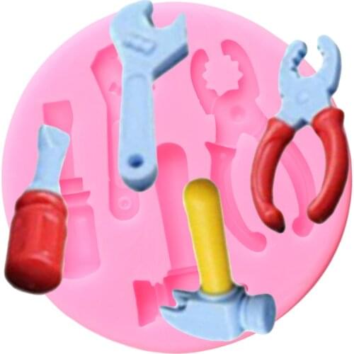 3D Tool Hammer Plier Spanner Fondant Mold Silicone Mould Chocolate Sugar Craft Molds Cake Decorating Tools Kitchen Baking Moulds