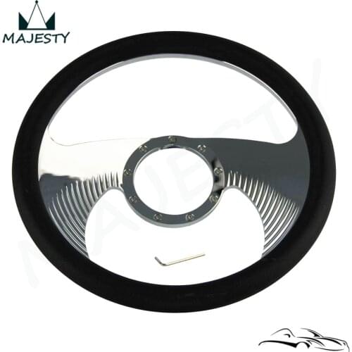 14" 9-Bolt Chrome Aluminum Half Wrap Steering Wheel 9 Hole For Chevy/G M 69-94