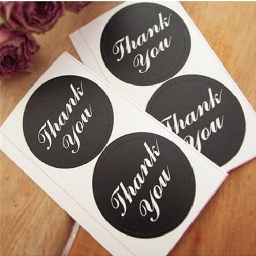 9pc/set sealing sticker for candy cookie box bag chocolate paper gift package Birthday Party favor DIY black thank you