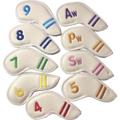9 Pack Golf Iron Head Covers PU Golf Club Head Covers Number Embroidery Protective Covers Set