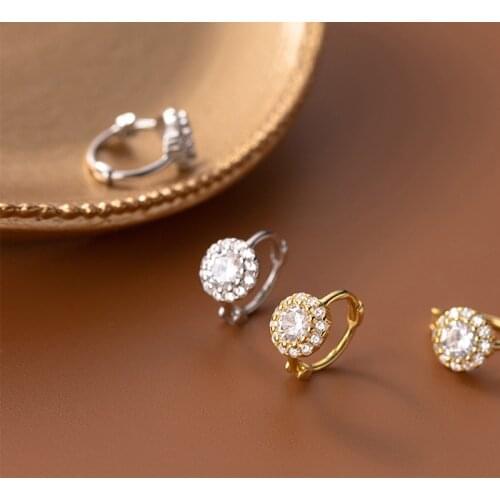925 Sterling Sliver Shine Cubic Zirconia Circle Hoop Earrings for Women Zircons Hoops Cold Wind Female Ear Piercing Charm Jewelr