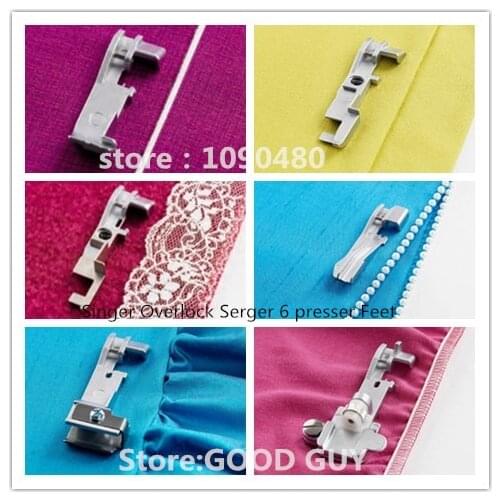Singer Overlock Serger 6 presser foots for 14CG754 14SH654 14U555 14U557 Consew 14TU 14hd854 14sh754 overlock machiner foots