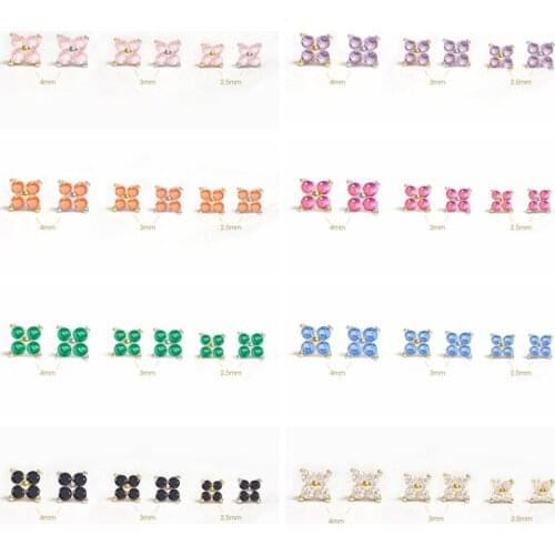 CANNER 925 Sterling Silver Stud Earrings With Pink Black 7 Colors Colorful Zircon Piercing Earrings For Women Girl kolczyki S925