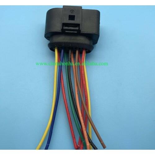 Free shipping 10 Pin Car HeadLight Headlamp Plug Pigtail Connector Wiring Adapter 1J0973735 1J0 973 735 with 10cm 18AWG wire