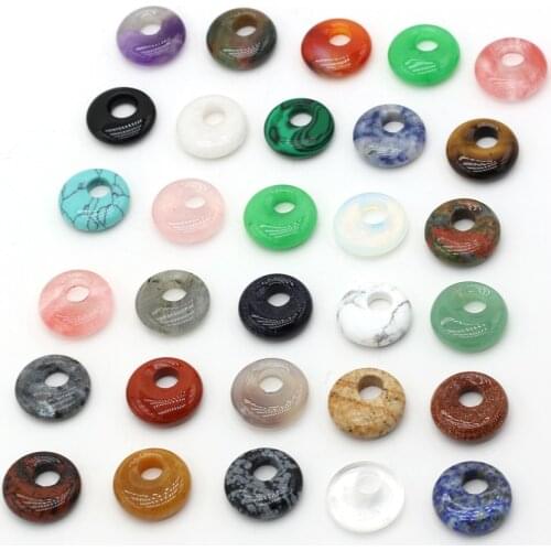 10pcs/Lot 5.5mm Big Hole Natural Round Rose Quartz Agate Flash Stone Beads Charm Pendant For Jewelry Making Accessories 18mm