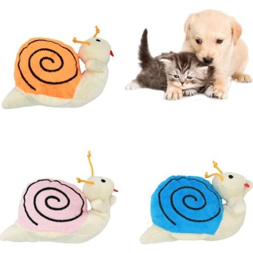 Pet Dog Cats Puppy Cute Snail Shape Soft Plush Doll Playing Squeaky Chew Toy
