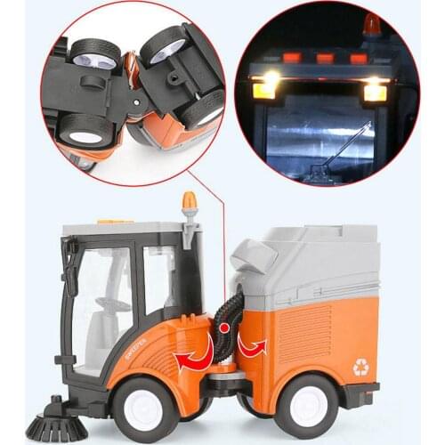 ESTINK Simulation Sanitation Road Sweeper Car Model Light Music Pull-back Motor Vehicle Garbage Streetcar Toy Children Gifts