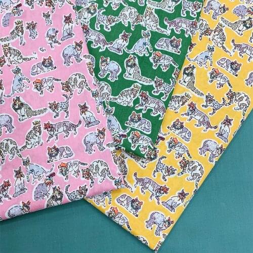 KDF22 Cats Printed Cotton Fabric,Kids' Room Decoration,Curtain,Table Cloth,Childrens Summer Cloth,DIY Material Summer Fabric