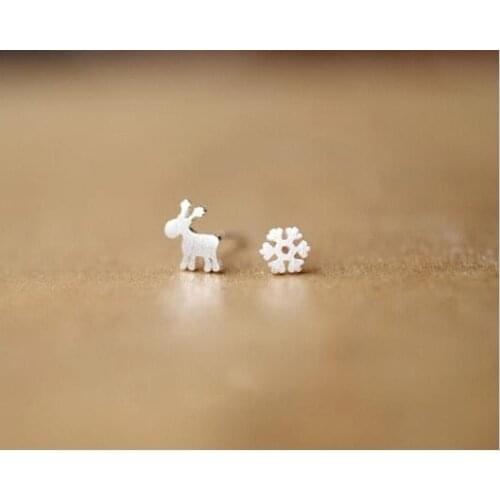Jisensp Christmas Gift Deer Brincos Snowflake Stud Earrings for Girls Earing Bijoux Wedding Jewelry Earings Wholesale SYED004
