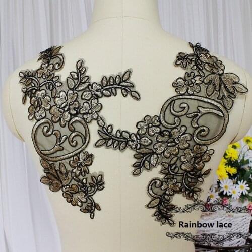 28.5*19cm 10pcs/lot French Lace Fabric High Quality Black Car Bone Chantilly Lace Applique For Wedding Accessories