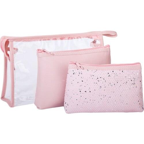 3-piece Square Cosmetic Bag Large Capacity Portable Waterproof Zipper Toiletry Pouch Outdoor Travel Toy Phone Debris Storage Box