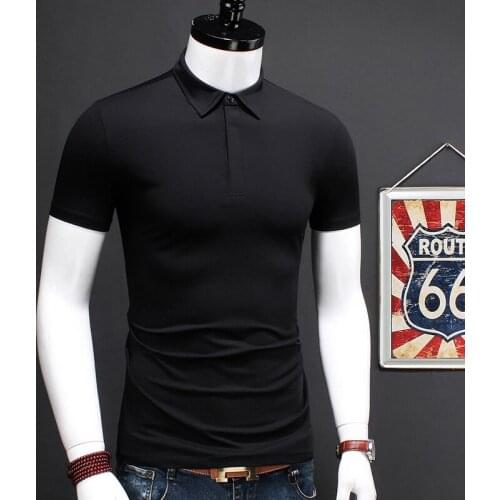 Short Sleeve Polo Shirt Men Mercerized Cotton Summer Mercerized Cotton Modal Slim Business Solid Top