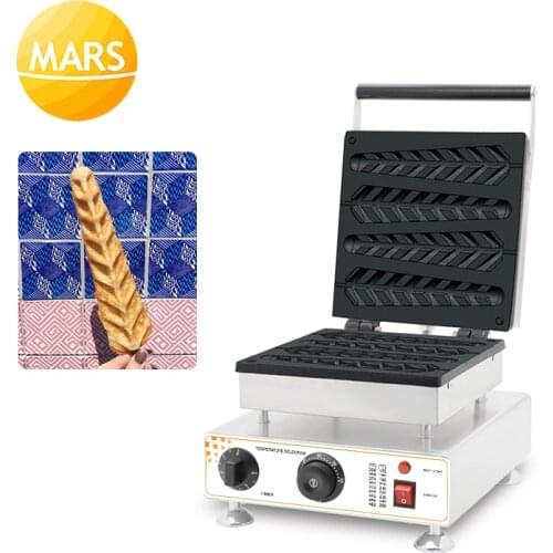 New Design Fish Bone Shape Waffle Maker Stainless Steel Commercial 4pcs Lolly Waffle Stick Waffle Iron Baker Pan Making Moulds