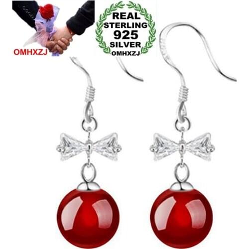 OMHXFC Wholesale Jewelry fashion joker star for Woman gift Bowknot bead 8mm 925 Sterling Silver Tassel drop Earrings YS198