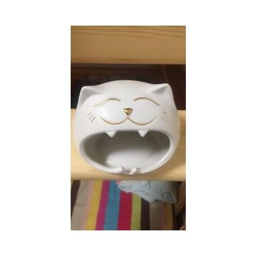 Animal Cat Cartoon Wide mouth Ashtray Home ceramic Crafts Home living room desktop decoration Personality Men gift 2021