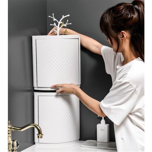 Bathroom 360 Degree Rotating Triangle Shelf Kitchen Toilet Shelf Corner Shelf Bathroom Storage Rack Cabinet Storage Box OK 1064