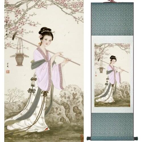 Portrait painting Home Office Decoration Chinese scroll painting women art painting LTW2017112411