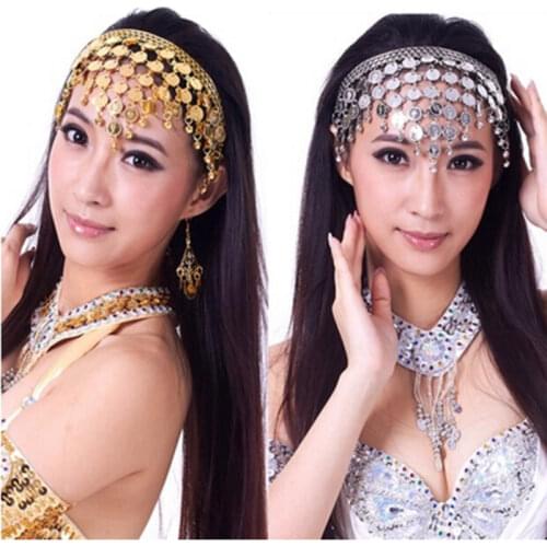 Women Belly Dance Accessories Costume Dancing Coin Sequins Hair Band Headbands