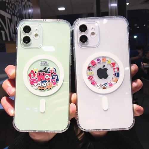 Cartoon Cute Monster Transparent Phone Case For iPhone 11 Pro Max 12 Mini X XR XS 7 8 Plus Couple Shockproof Soft TPU Back Cover