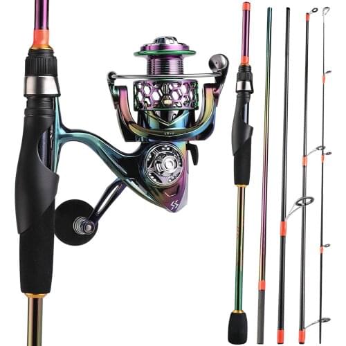 Sougayilang Fishing Rod and Reel Combo 1.8-2.4 Carbon Fiber Spinning Rod with EVA Handle and 13+1BB Reel with CNC Aluminum Spool