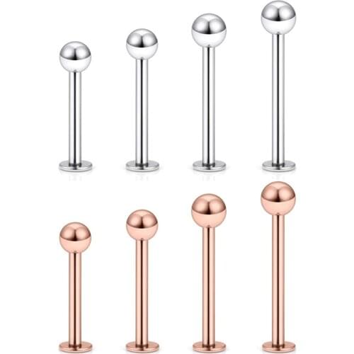 12G 8-16pcs Stainless Steel Lip Rings Labret Monroe Nose Studs Helix Tragus Cartilage Earring Piercings Studs 10-16mm Bar Length