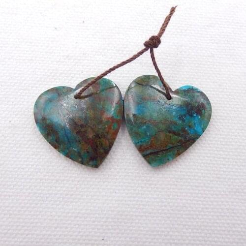 Natural Beads Chrysocolla Heart Earring Bead 25x5mm 8g Fashion Jewelry Earrings For Women