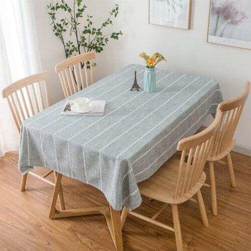 Linen Cotton Striated Embroidery Tablecloth,Nordic Rectangular Table Cover,for Kitchen Dinning Tabletop,Coffee Table Decor