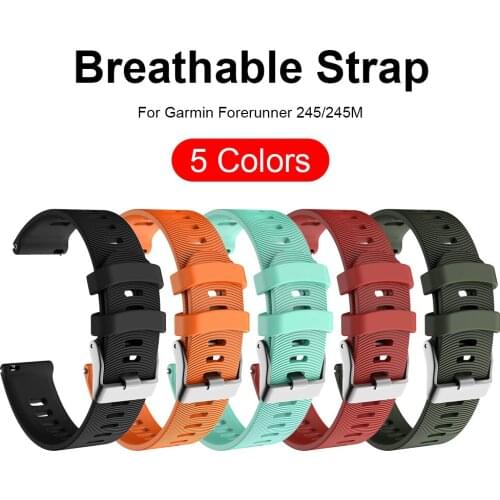 For Garmin 245/245M Replacement Wrist Strap Silicone Breathable Strap Solid Color Silicone Strap