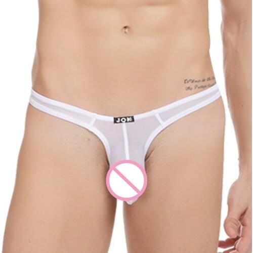 Men Sexy Ice Silk Tiny G-string Erotic Man Sexy Transparent Thong Man Sexy Underwear Low Rise Breathable Bikini Swimming Trunks